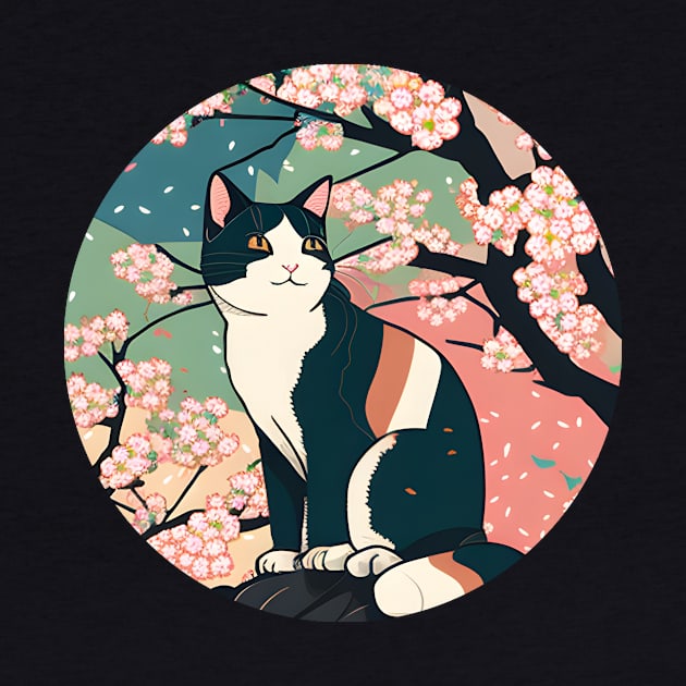 Cherry Blossom Cat Sakura Japanese Kawaii by Danielle Shipp